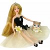 LEAN Toys 13911 Bábika Emily s mačiatkom a kvetinou