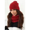 Fashionweek Dámska Súprava teplý pohodlný dámsky set dámska čiapka a šál cashmere touch S2468 Farba: Červená, Veľkosť: Universal