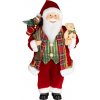 Dekorácia MagicHome Vianoce, Santa, s darčekom a medveďom, červený, 46 cm