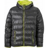 James & Nicholson | JN 1060 Ľahká pánska páperová bunda s kapucňou_02.106 Farba: carbon/acid yellow, Veľkosť: XL