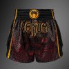 Muay Thai šortky Venum Quetzal Fury - Black/Fury Red/ Tangerine Velikost: XXL