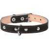 Kožený obojok s kovovou dekoráciou dvojvrstvový čierny - M