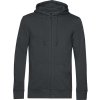 B&C | Inspire Zipped Hood, Pánska mikina s kapucňou, sivá asphalt, XS