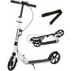 Mestská skladacia kolobežka pre deti a tínedžerov, výškovo nastaviteľná 95–105 cm, kolesá 200 mm s držiakom na fľašu – Biela