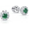 Zlaté dámske náušnice DF 3100, smaragd s diamantmi, biele zlato