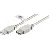Kábel USB 2.0 A-A M/F 5m, High Speed, predlžovací, sivý, CERT