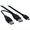 PremiumCord Kabel USB2.0 napájecí Y A/M + A/M mini 0,5m + 0,4m ku2y02