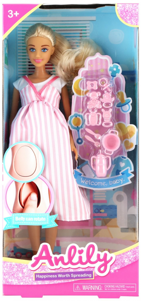 Wiky těhotná s miminkem růžové šaty 30 cm