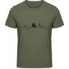 Akciové Gildan Soft-Style Tričko - Heart Beat so psíkom 2 - Military Green - XL - Pánske