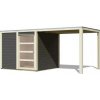 drevený domček KARIBU QUBIC 1 + prístavok 240 cm (79848) terragrau