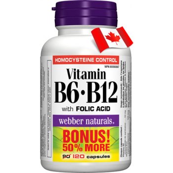Webber Naturals Vitamín B6 + B12 + kyselina listová 120 tabliet od 9,53 € -  Heureka.sk