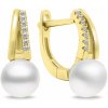 Brilio Silver Jedinečné pozlátené náušnice s perlami a zirkónmi EA675Y