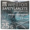 Wellion Safety LANCETS 25G LANCETA bezpečnostná priemer 1,8 mm sterilná jednorazová 200 ks