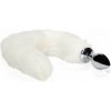 Ouch! Fox Tail with Metal Butt Plug biely, kovový análny kolík s chvostom 6 x 3,1 cm