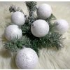 Vianočné gule biele trblietky 6 ks 7 cm