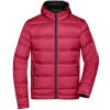 James & Nicholson (Daiber) Ľahká pánska páperová bunda s kapucňou JN1152 - Červená / čierna | XXXL