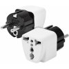 RIVO 1441 Cestovný adaptér UK do EU, redukcia na EU zásuvky, bielo-čierna