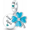 Strieborný prívesok S925 Modrý Štvrolístok Nájdi svoje svetlo