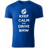 T-ričko Keep calm and drive BMW pánske tričko Farba trička: Čierna, Farba potlače: Biela, Veľkosť: M