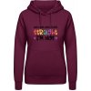 AWDis Hoodie Mikina - Nápis - Let's get one thing Straight - Purpurovočervená - S - Dámske
