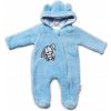 Baby Nellys Chlpáčkový overálek s kapucňou, Cute Bunny - modrý, veľ. 62, 62 (2-3m)