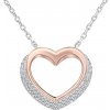 SILVEGO Strieborný bicolor náhrdelník srdce sa zirkónmi LPS0243R