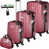 tectake 404987 cestovné kufre cleo s váhou na batožinu – súprava 4 ks - vínová