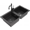 MEXEN/S MEXEN/S - Mario granitový drez 2-bowl vrátane batérie Carla, čierna kropenatá 6504-76-670700-70-B