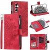 Multifunkčné peňaženkové puzdro Totem Zipper na Samsung Galaxy A36 5G - Červená