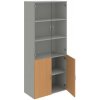 Policová skriňa Drive, 80x185x42 cm, buk/sivá - 1 kus - 1 KS - 4 - nie - 60 mesiacov - rovná - kombinovaná - Hobis - 2x sklenené a 2x plné - 80 cm - Drive - 42 cm - 185 cm - buk/sivá - 69.5 kilogramu