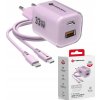 Nabíjačka Forcell 33W fialová USB-A USB-C s káblom 1 m