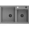 MEXEN/S MEXEN/S - Tomas granitový drez 2-bowl 800 x 500 mm, šedá, + čierny sifón 6516802000-71-B