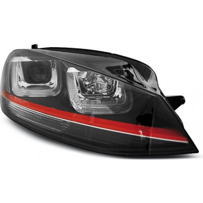 TUNING-TEC Predné svetlá, VW GOLF 7, 2012-2017, U-TYPE BLACK WITH RED LINE GTI LOOK