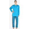 GINA pánské pyžamo dlouhé pánské, šité, s potiskem Pyžama 2023 79153P - dunaj lékořice - XL