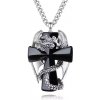 B-TOP Náhrdelník z nerezovej ocele s obsidiánovým krížom a drakom