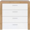 BRW Biela komoda BALDER KOM4S dub riviera/biely lesk drevo 90 cm x 88 cm x 39 cm