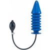 Nafukovacie dildo Mister B Solid Ribbed XL modré, rebrované nafukovacie dildo s pevným jadrom 29 x 3,7–8 cm