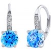 Stříbrné náušnice se světle modrými Swarovski Zirconia 7 mm