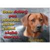 Pozorpes.sk, výstražná tabuľka (Rodézsky ridžbek)