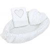Luxusné hniezdočko s vankúšikom a perinkou New Baby z Minky Srdiečko biele -