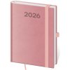 Diár 2026, denný, B6, s gumičkou a pútkom na pero - Print Pop Ružová