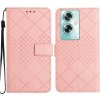 Peňaženkové kožené puzdro Rhombic Grid na OPPO Reno11 F 5G - Ružová