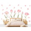 Nalepte.cz Kvety tulipány textilní prelepiteľná samolepiaca dekorácia na stenu hárok 75 x 53 cm