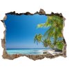 Díra 3D ve zdi na stěnu Maledivy pláž 95x64 cm