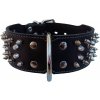 Obojok kožený 5cm + ostne, kúžele - čierny