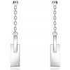 Šperky eshop - Strieborné náušnice 925 - číry diamant, hladký obdĺžnik, krátka retiazka, puzetky R41.18