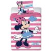 FARO Detské bavlnené obliečky do postieľky Disney Myška Minnie ružové 100 x 135 cm