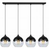 Light Home Závesné svietidlo Oslo, 4x čierne/transparentné sklenené tienidlo