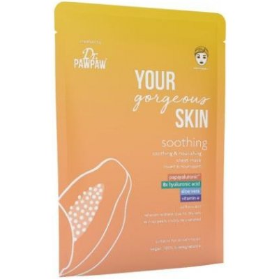 Dr. PAWPAW Your Gorgeous Skin Soothing Sheet Mask upokojujúca a vyživujúca textilná pleťová maska 25 ml pre ženy