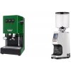 Gaggia New Classic E24, green + Eureka Atom Specialty 75, white